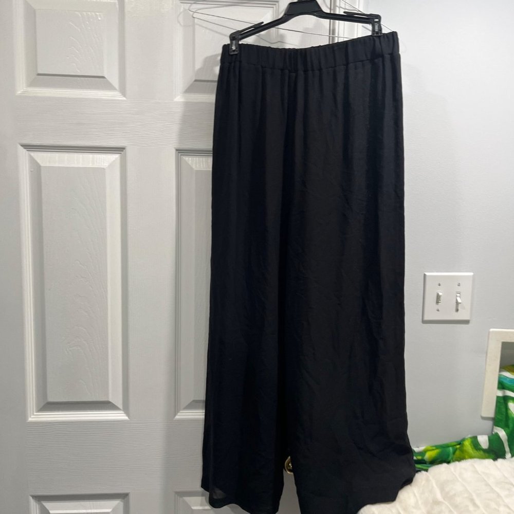GIORGIO Grati Small Black Lightweight Cropped Wide Leg Flowy Travel Casual Pants